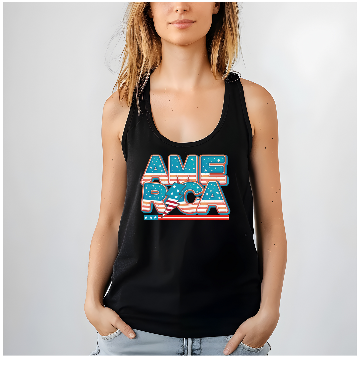 America Stacked Flag Letters