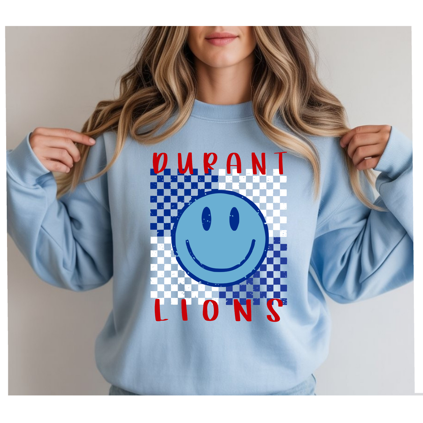 Durant Lions Smiley Checkered