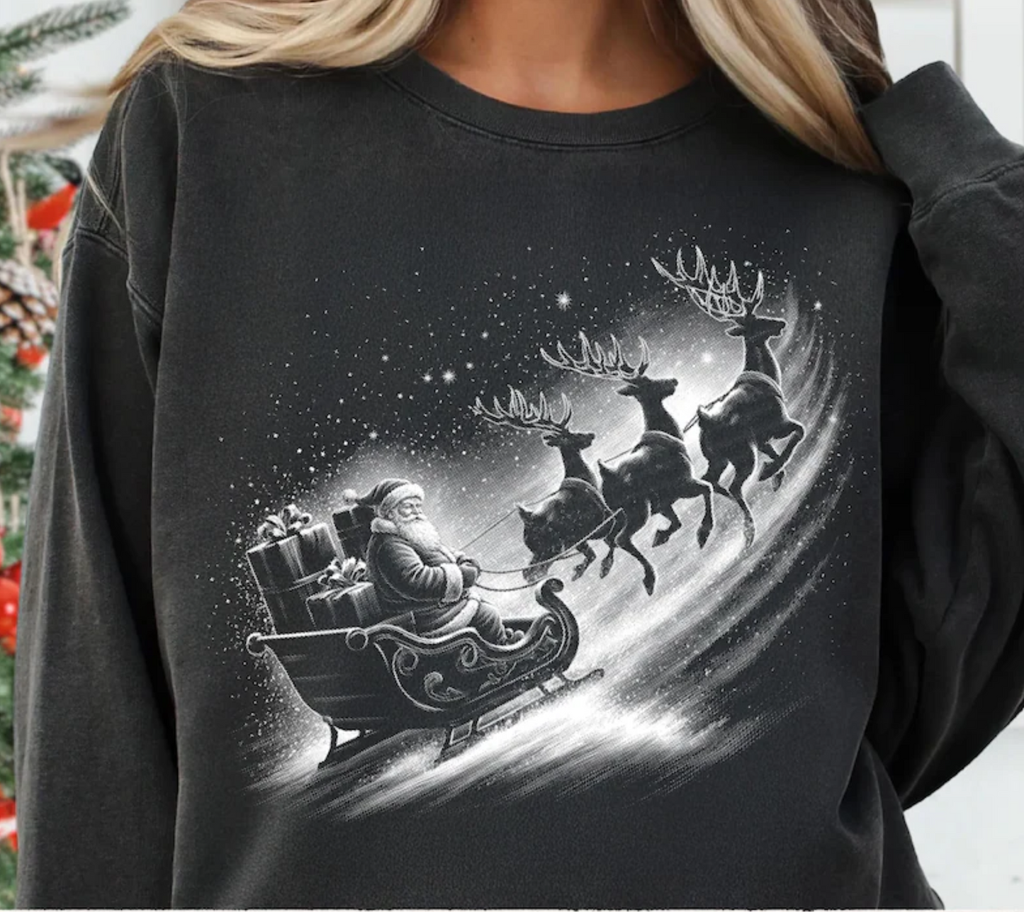 Halftone Santa and Sleigh