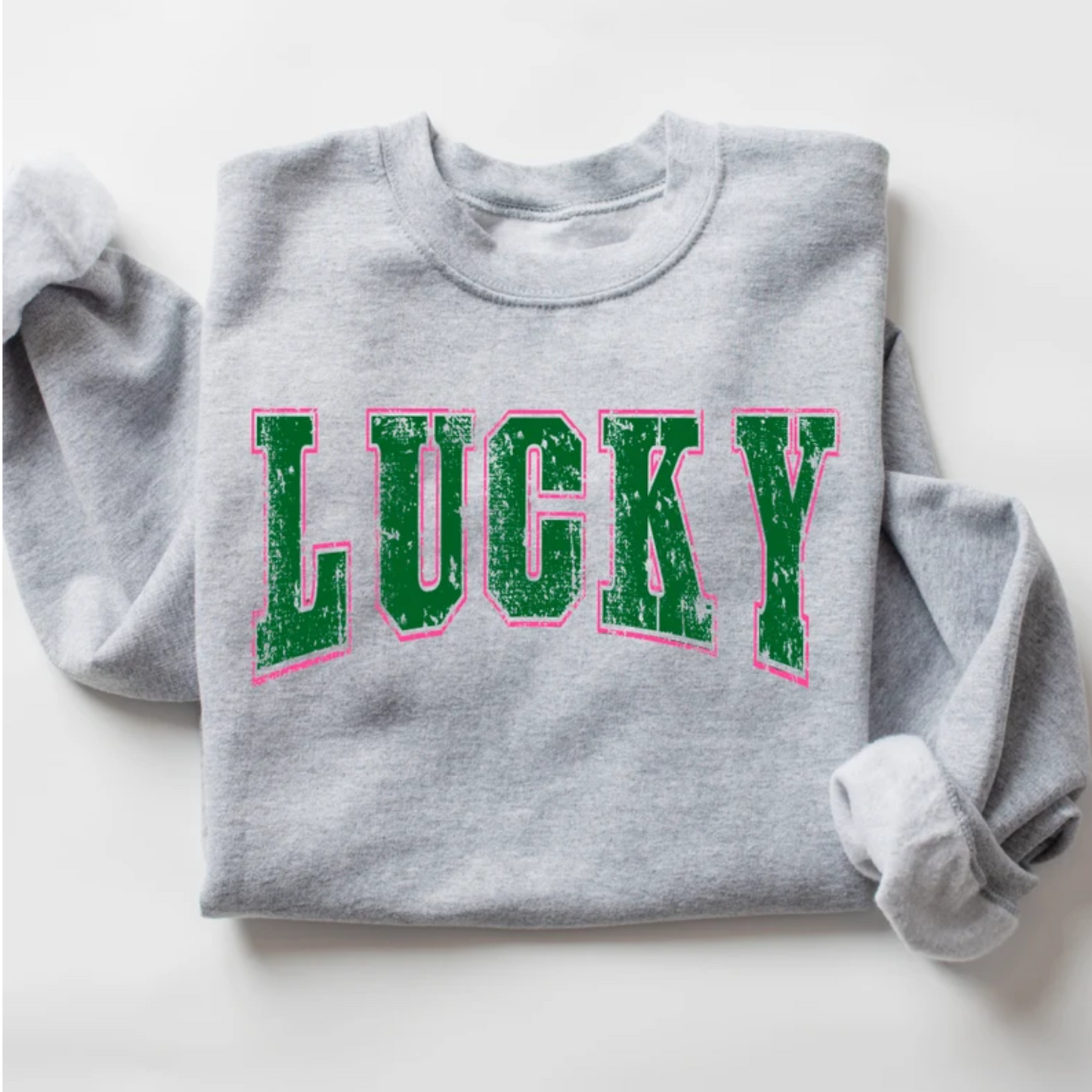 Lucky Arched with Pink Outline