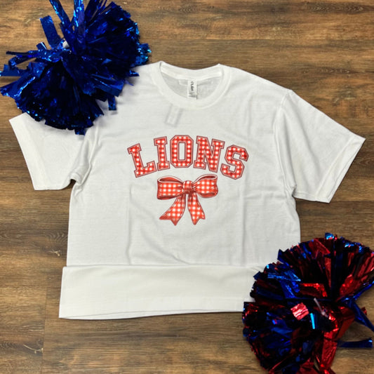 Lions Arched Gingham with Bow (Red)