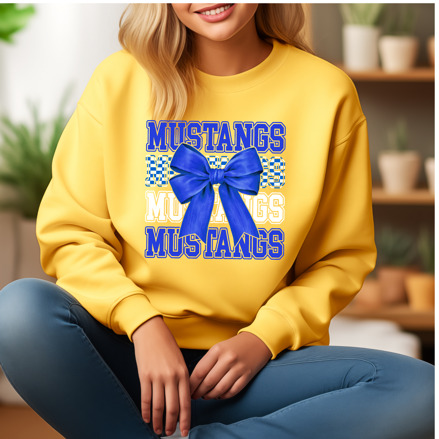 Mustangs Stacked with Bow
