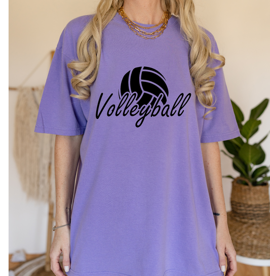 Volleyball cursive with Ball on top