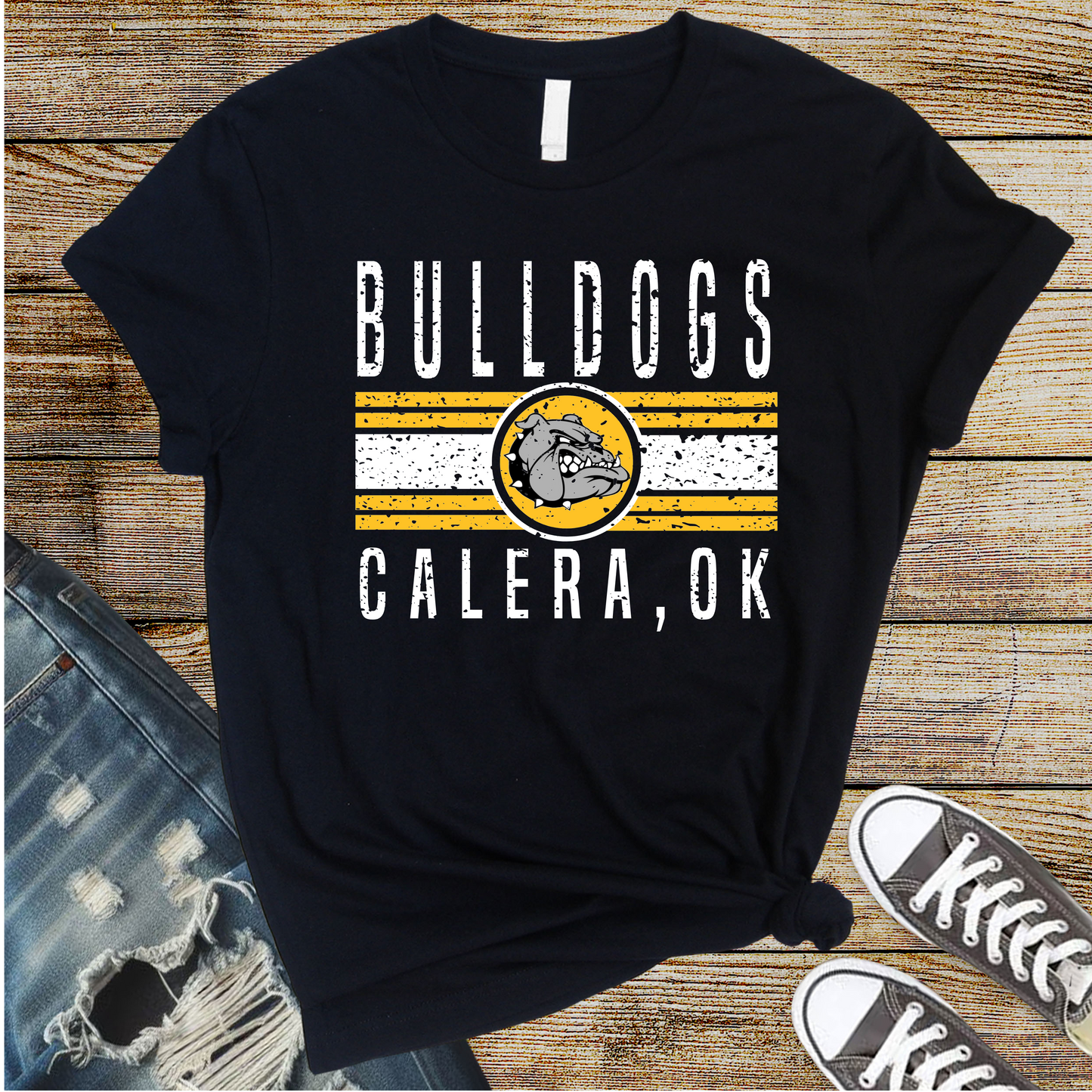 Calera Bulldogs Dist Lines with Circle
