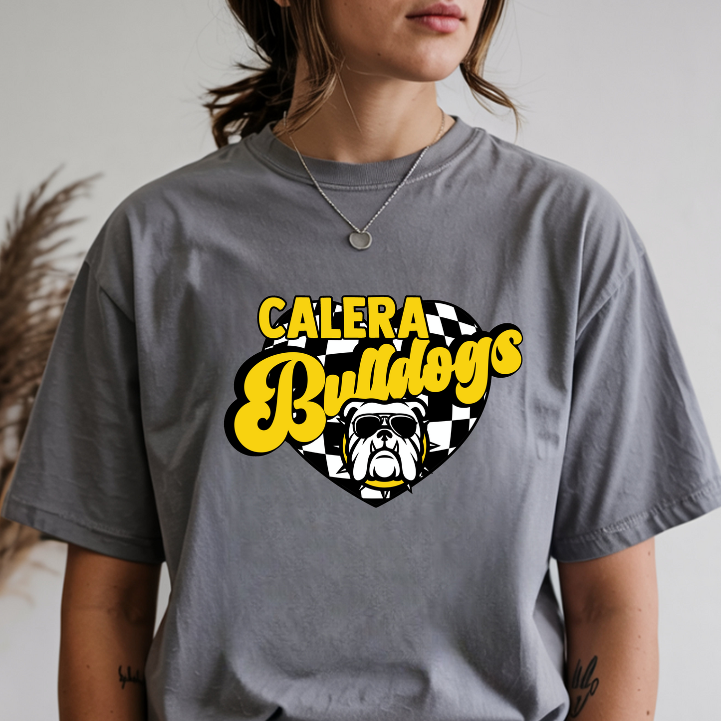 Calera Bulldogs Checkered Heart