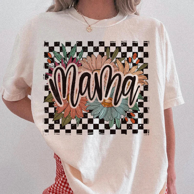 MAMA Floral Checkered