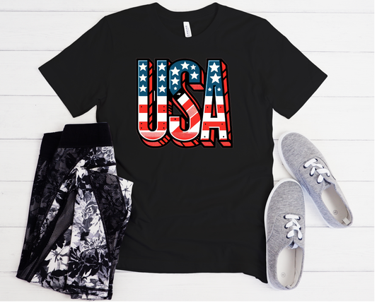 USA block flag letters